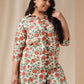 Janasya Regular Cambric Cream Floral Shirt Collar Tunic | Swadesiicart