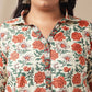 Janasya Regular Cambric Cream Floral Shirt Collar Tunic | Swadesiicart
