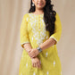 Janasya Regular N/A Yellow Embroidered Round Neck Tunic | Swadesiicart