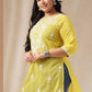 Janasya Regular N/A Yellow Embroidered Round Neck Tunic | Swadesiicart