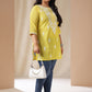 Janasya Regular N/A Yellow Embroidered Round Neck Tunic | Swadesiicart