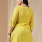 Janasya Regular N/A Yellow Embroidered Round Neck Tunic | Swadesiicart