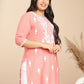 Janasya Regular Cambric Peach Embroidered Round Neck Tunic | Swadesiicart