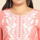 Janasya Regular Cambric Peach Embroidered Round Neck Tunic | Swadesiicart