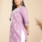 Janasya Straight Cambric Lavender Embroidered Round Neck Tunic | Swadesiicart
