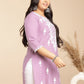 Janasya Straight Cambric Lavender Embroidered Round Neck Tunic | Swadesiicart
