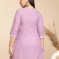 Janasya Straight Cambric Lavender Embroidered Round Neck Tunic | Swadesiicart