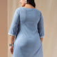Janasya Regular Cambric Blue Embroidered Round Neck Tunic | Swadesiicart