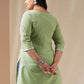 Janasya Regular Cambric Sage Embroidered Round Neck Tunic | Swadesiicart