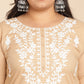 Janasya Straight Cambric Cream Embroidered Round Neck Tunic | Swadesiicart