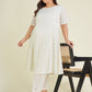 Janasya Light Dobby Cotton Self Design A-Line Kurta Set | Swadesiicart