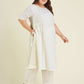 Janasya Light Dobby Cotton Self Design A-Line Kurta Set | Swadesiicart