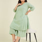 Janasya Light Dobby Cotton Self Design A-Line Top & Bottom Set | Swadesiicart