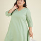 Janasya Light Dobby Cotton Self Design A-Line Top & Bottom Set | Swadesiicart
