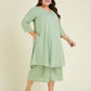 Janasya Light Dobby Cotton Self Design A-Line Top & Bottom Set | Swadesiicart