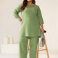 Janasya Dark Cotton Solid A-Line Top & Bottom Set | Swadesiicart