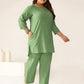 Janasya Dark Cotton Solid A-Line Top & Bottom Set | Swadesiicart