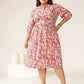 Janasya Dark Cotton Floral Gathered Dress | Swadesiicart