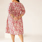 Janasya Dark Cotton Floral Gathered Dress | Swadesiicart