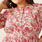 Janasya Dark Cotton Floral Gathered Dress | Swadesiicart
