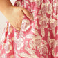 Janasya Dark Cotton Floral Gathered Dress | Swadesiicart