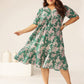 Janasya Dark Cotton Floral Tiered Dress | Swadesiicart