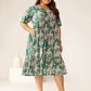 Janasya Dark Cotton Floral Tiered Dress | Swadesiicart