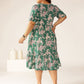 Janasya Dark Cotton Floral Tiered Dress | Swadesiicart