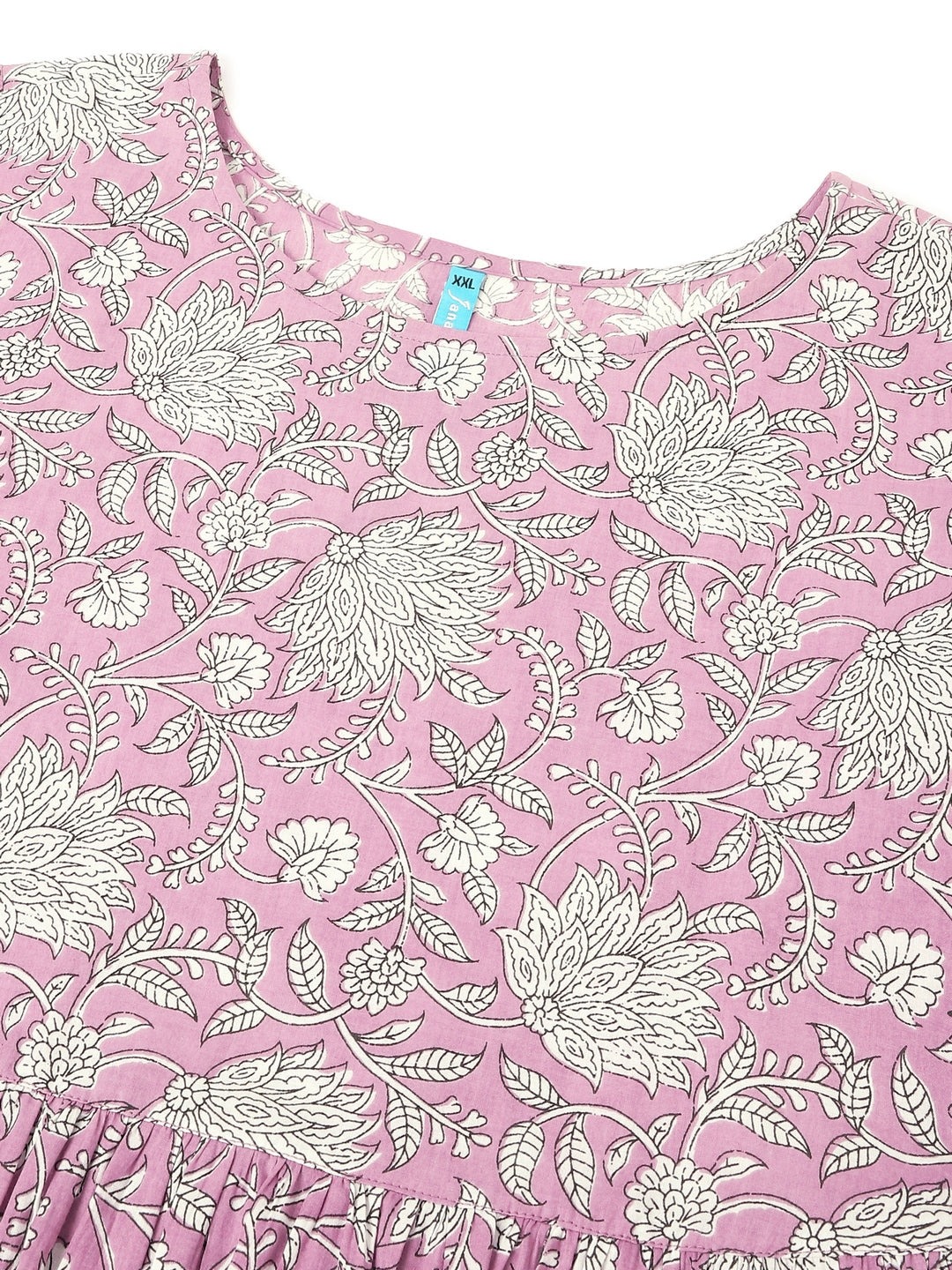 Janasya Light Cotton Floral Tiered Dress | Swadesiicart