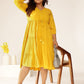 Janasya Dark Rayon Solid Tiered Dress | Swadesiicart