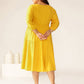 Janasya Dark Rayon Solid Tiered Dress | Swadesiicart