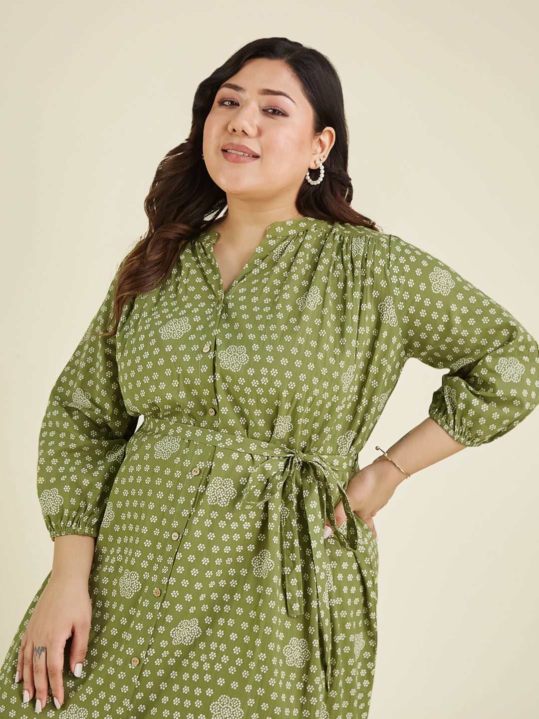Janasya Dark Cotton Floral A-Line Dress | Swadesiicart