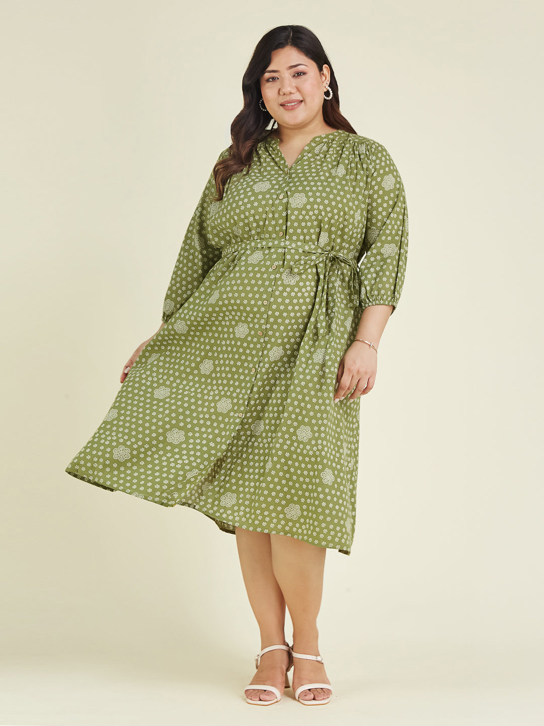 Janasya Dark Cotton Floral A-Line Dress | Swadesiicart