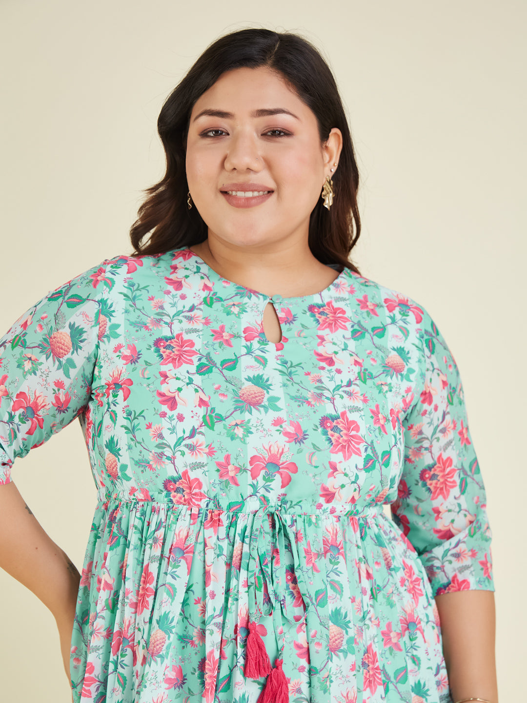 Janasya Light Georgette Floral Fit & Flare Dress | Swadesiicart