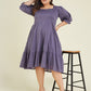 Janasya Light Cotton Solid A-Line Dress | Swadesiicart