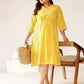 Janasya Bright Cotton Solid A-Line Dress | Swadesiicart
