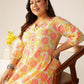 Janasya Light Cotton Floral A-Line Kurta Set | Swadesiicart