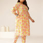 Janasya Light Cotton Floral A-Line Kurta Set | Swadesiicart
