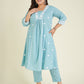 Janasya Light Cotton Embroidered A-Line Kurta Set | Swadesiicart