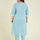 Janasya Light Cotton Embroidered A-Line Kurta Set | Swadesiicart