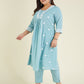 Janasya Light Cotton Embroidered A-Line Kurta Set | Swadesiicart