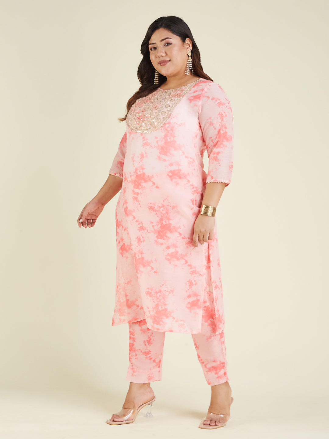Janasya Light Silk Blend Tie & dye Straight Kurta Set | Swadesiicart