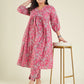 Janasya Bright Cotton Floral A-Line Kurta Set | Swadesiicart