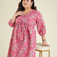 Janasya Bright Cotton Floral A-Line Kurta Set | Swadesiicart
