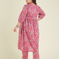 Janasya Bright Cotton Floral A-Line Kurta Set | Swadesiicart