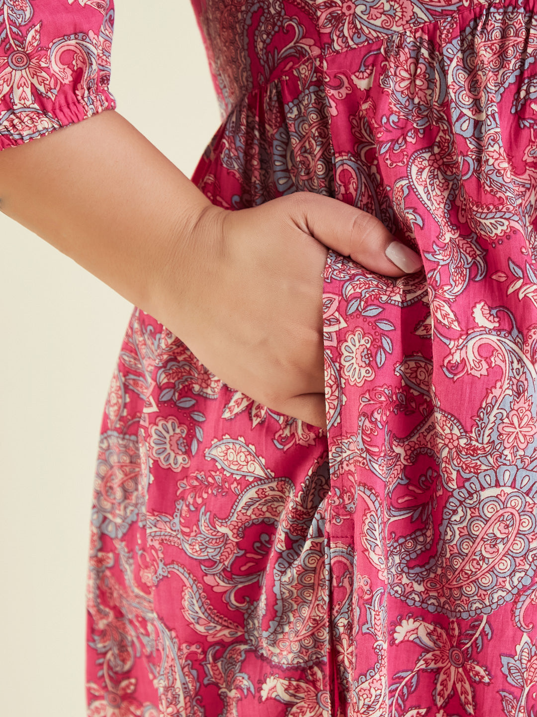 Janasya Bright Cotton Floral A-Line Kurta Set | Swadesiicart
