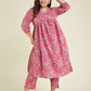 Janasya Bright Cotton Floral A-Line Kurta Set | Swadesiicart
