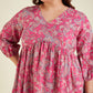 Janasya Bright Cotton Floral A-Line Kurta Set | Swadesiicart
