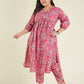 Janasya Bright Cotton Floral A-Line Kurta Set | Swadesiicart