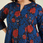 Janasya Dark Cotton Floral A-Line Kurta Set | Swadesiicart